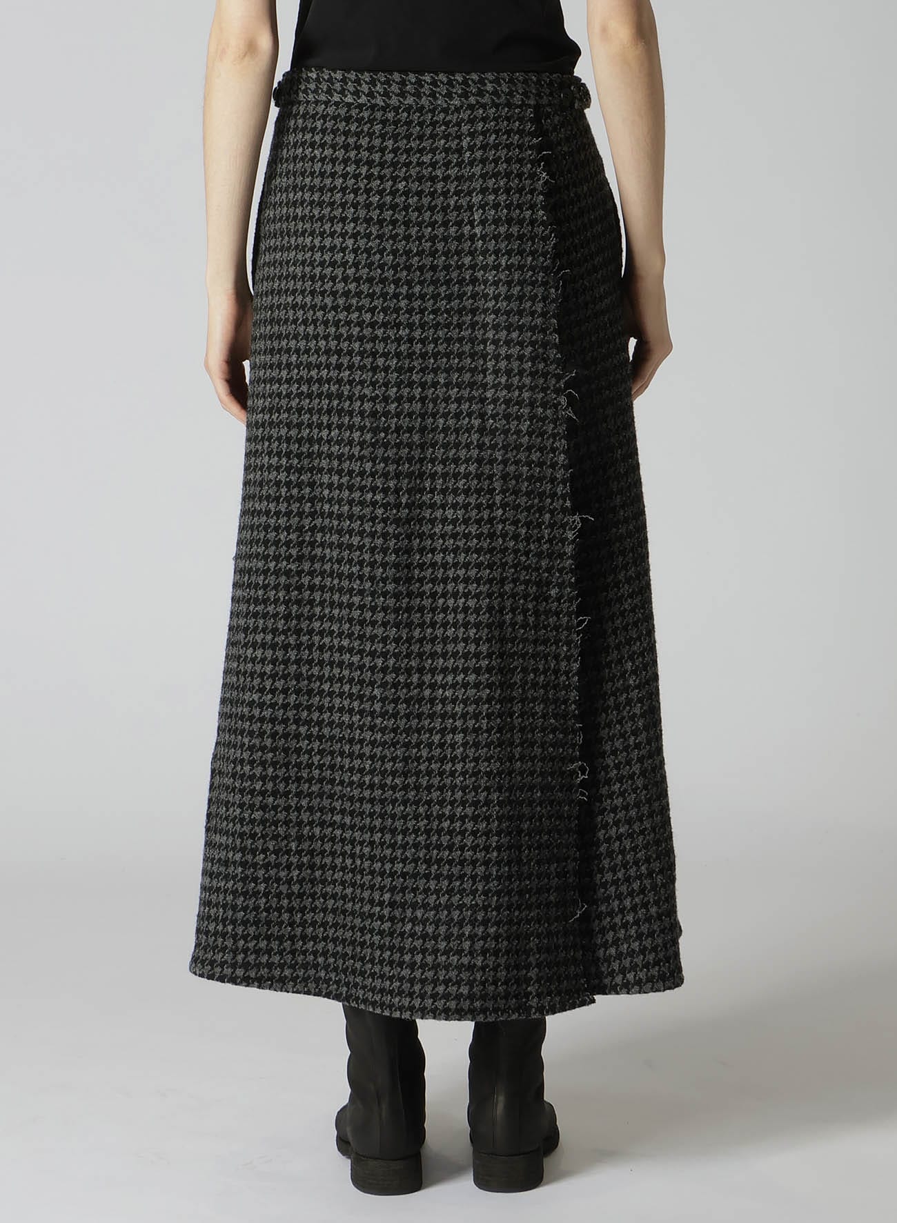 HOUNDSTOOTH PANELED PLEATED SKIRT A