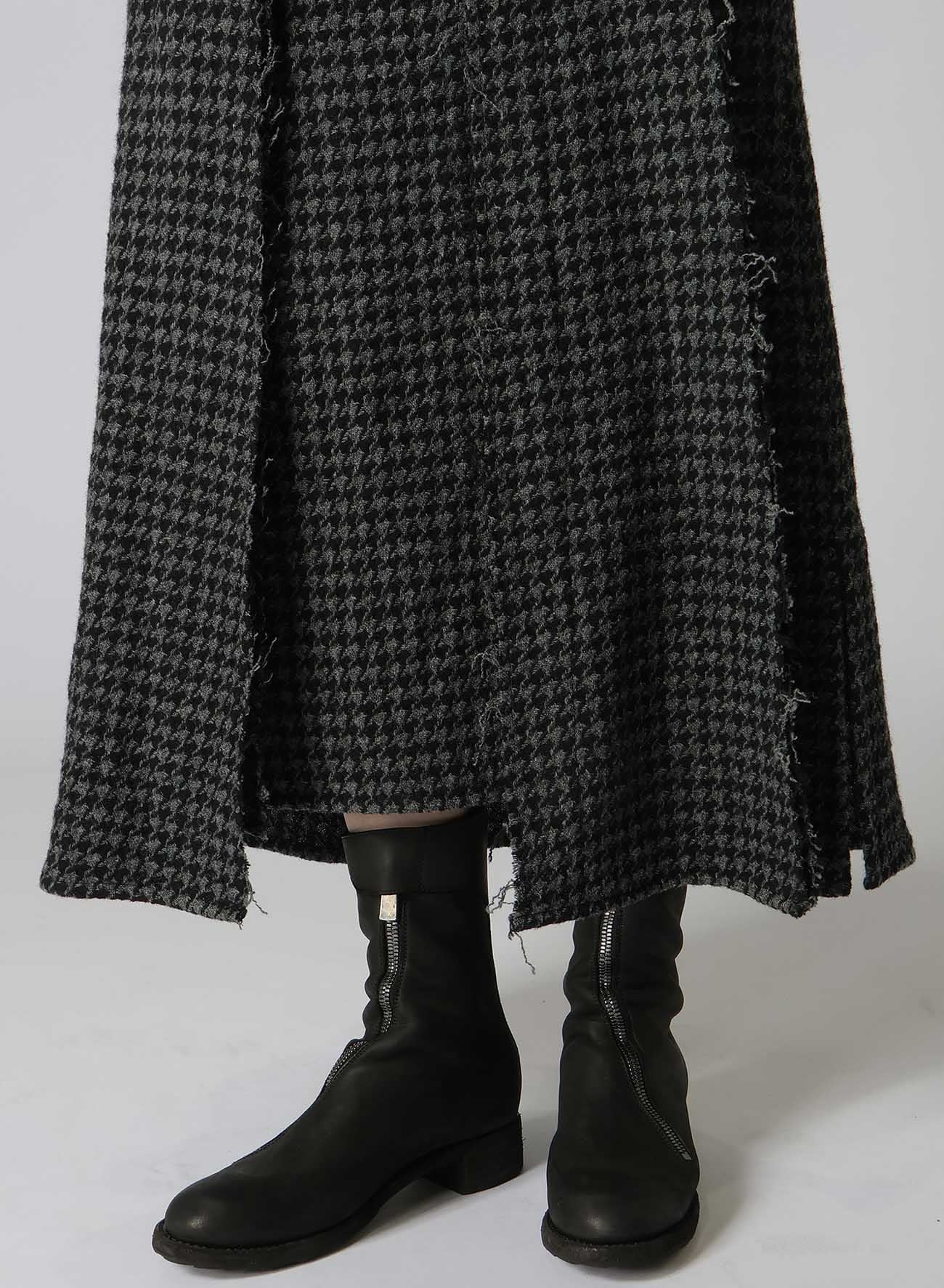 HOUNDSTOOTH PANELED PLEATED SKIRT A