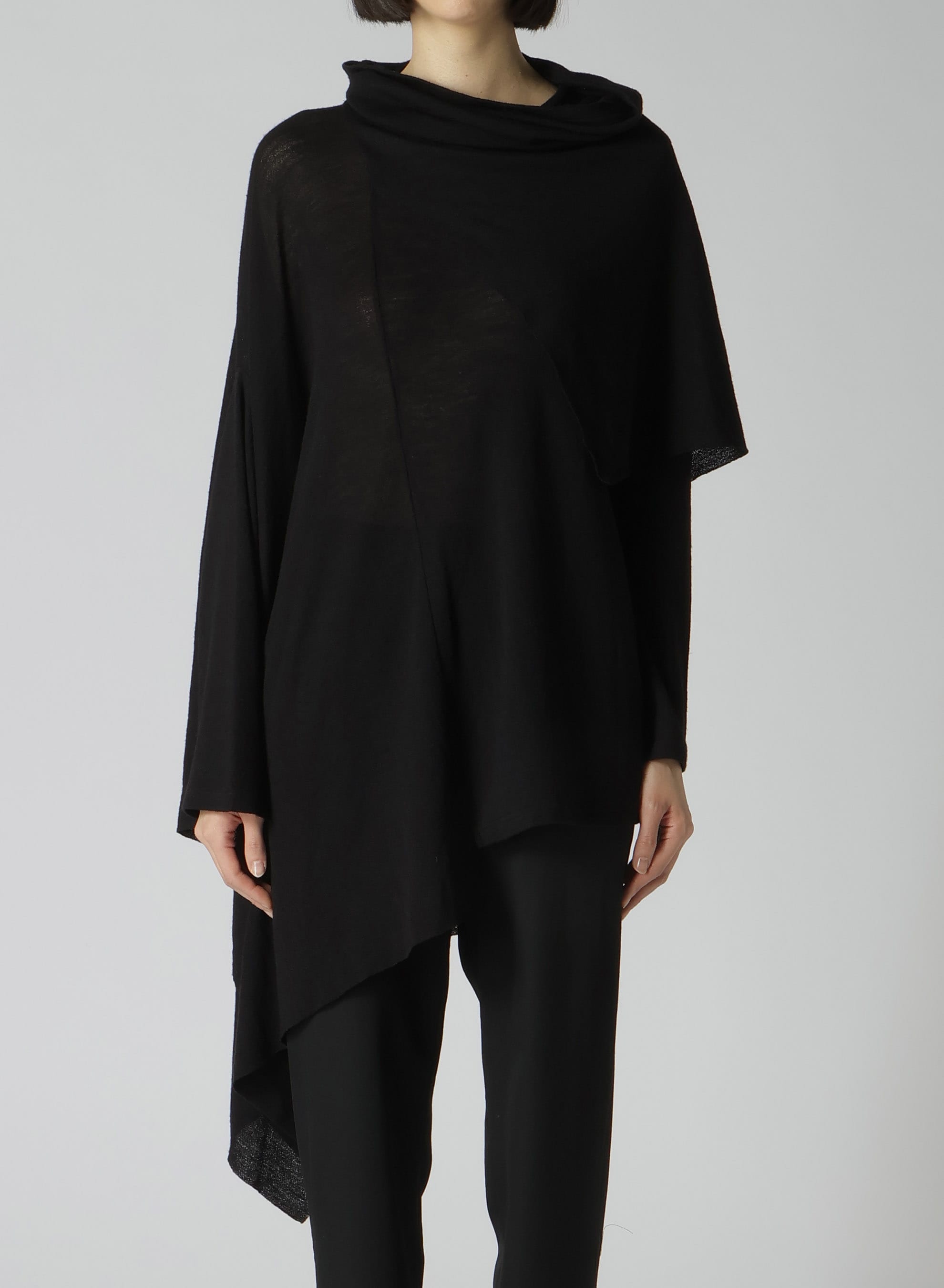 1/60 WOOL SILK CREPE ASYMMETRY DRAPED PO