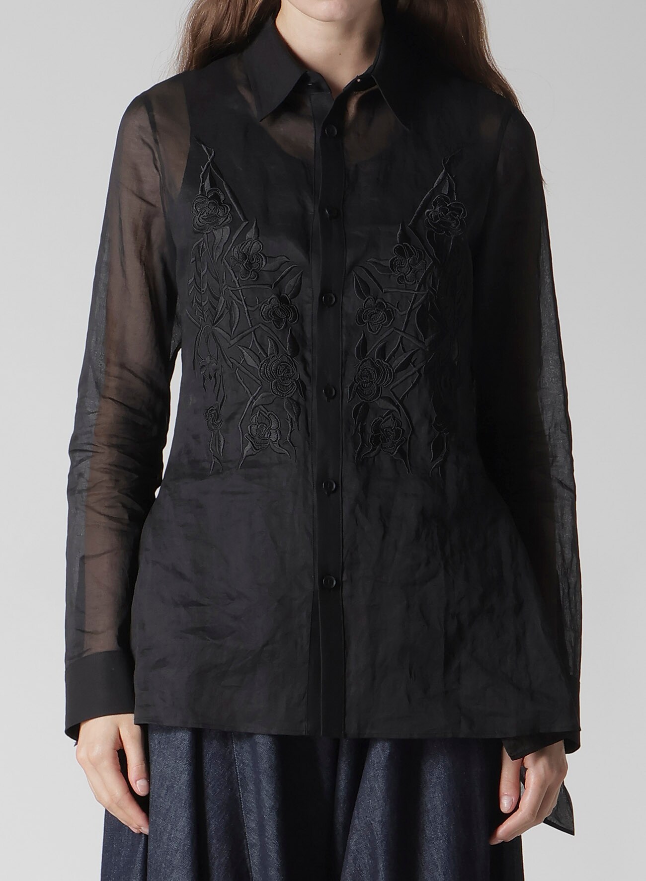 COTTON ORGANZA LAWN BACKSIDE FLARED SLIM B