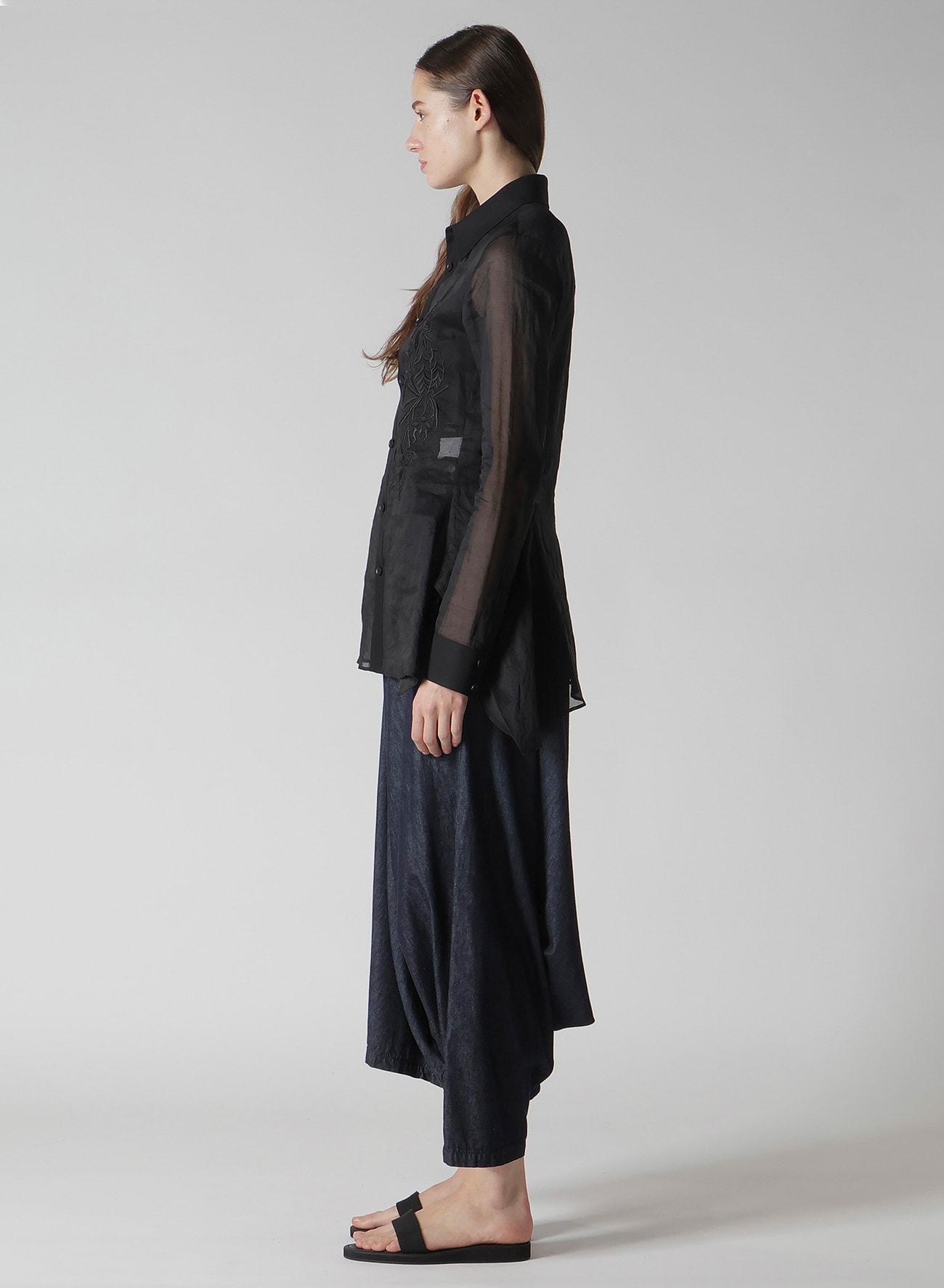 COTTON ORGANZA LAWN BACKSIDE FLARED SLIM B