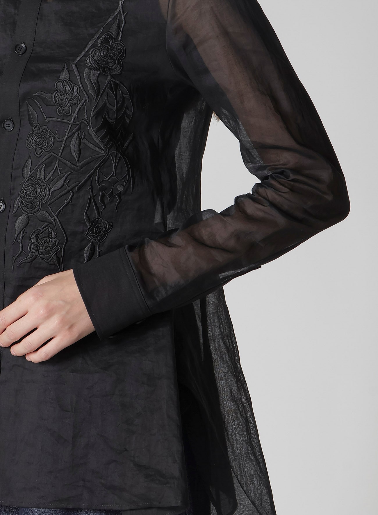 COTTON ORGANZA LAWN BACKSIDE FLARED SLIM B