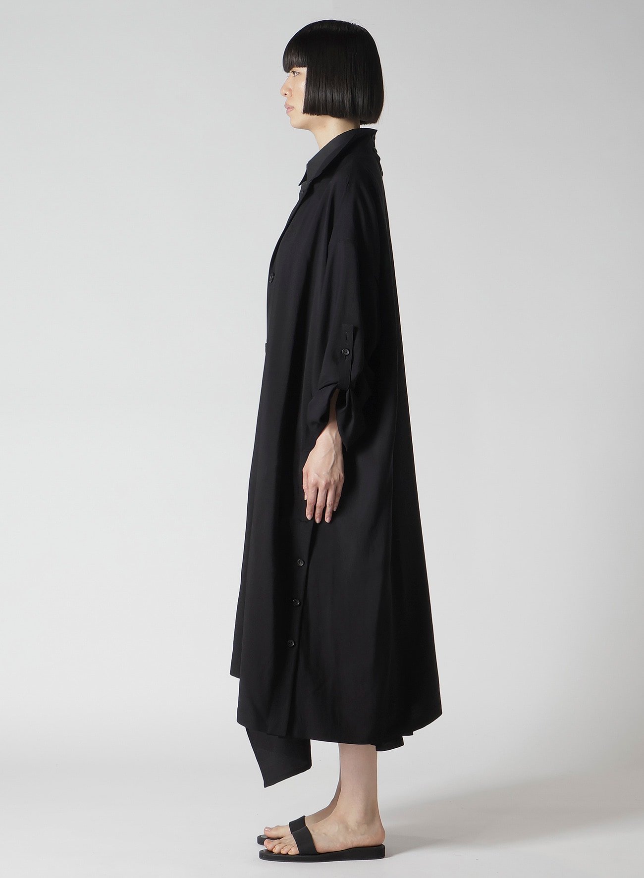 Cu/W HIGH TWISTED GABARDINE SIDE GATHER DETAIL COAT A