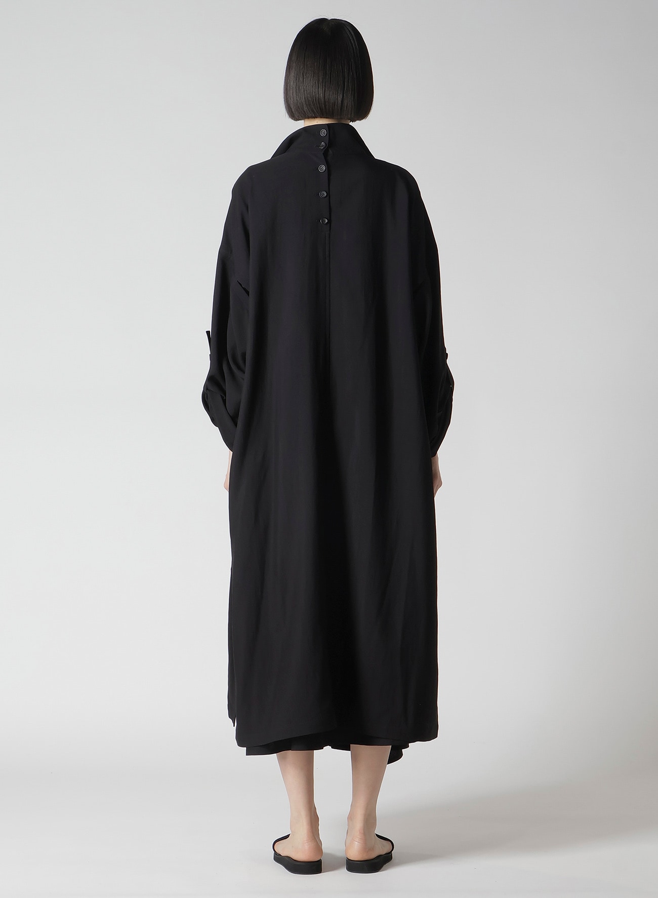 Cu/W HIGH TWISTED GABARDINE SIDE GATHER DETAIL COAT A