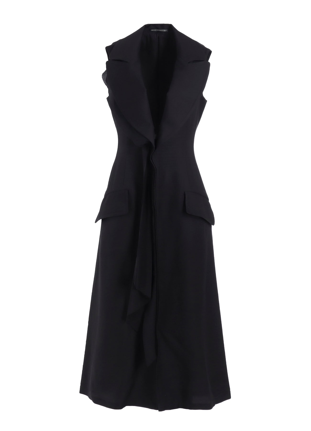 S/W TWILL FRONT DRAPED SLEEVELESS DRESS