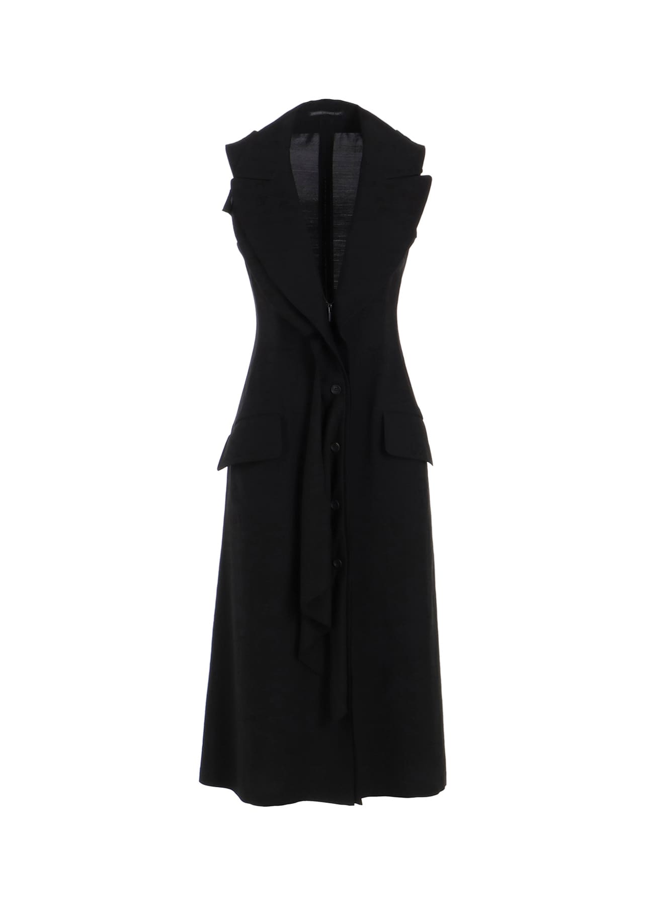 Cu/W HIGH TWISTED GABARDINE FRONT DRAPED SLEEVELESS DRESS