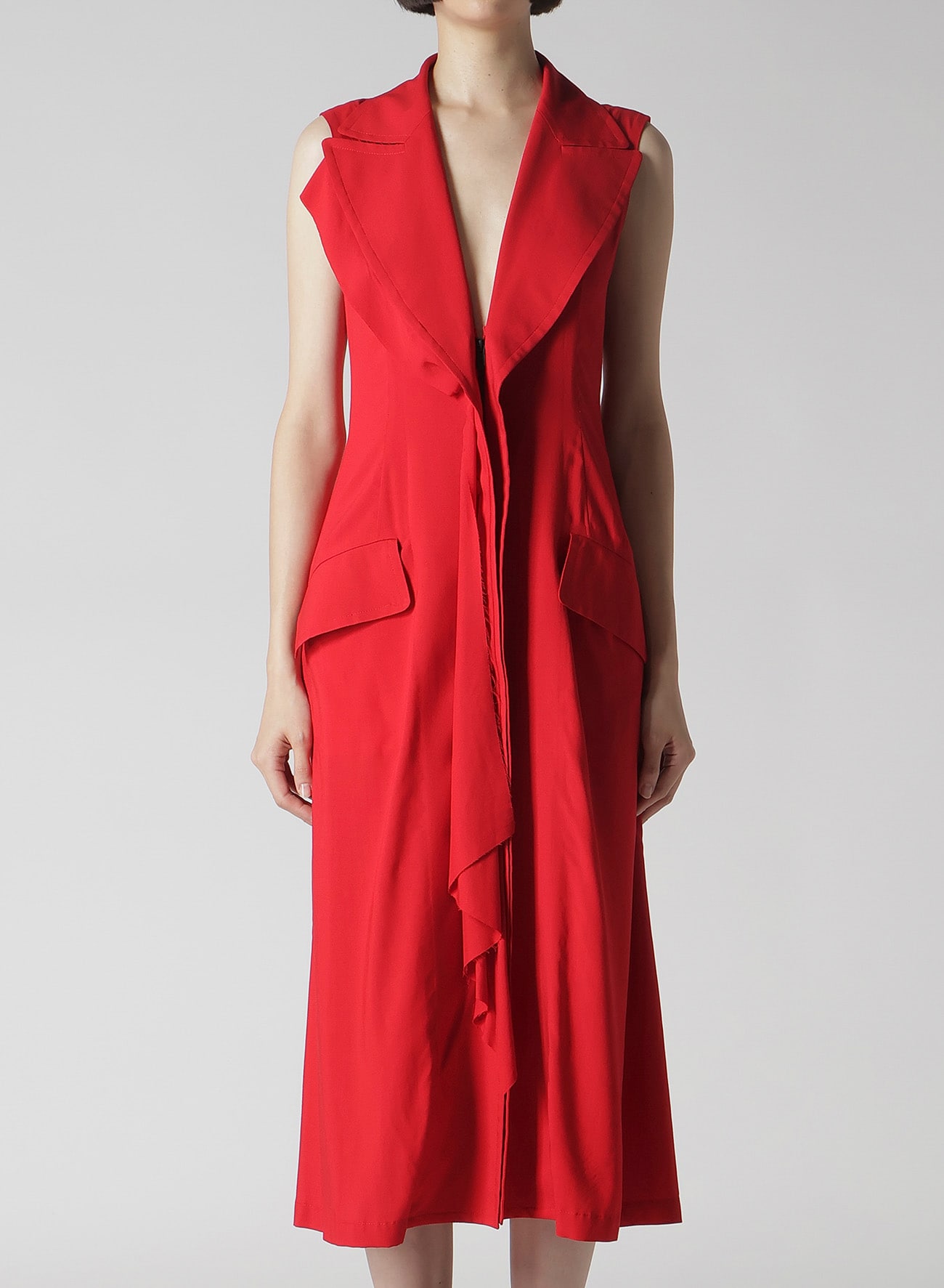 Ry LAWN FRONT DRAPED SLEEVELESS DRESS