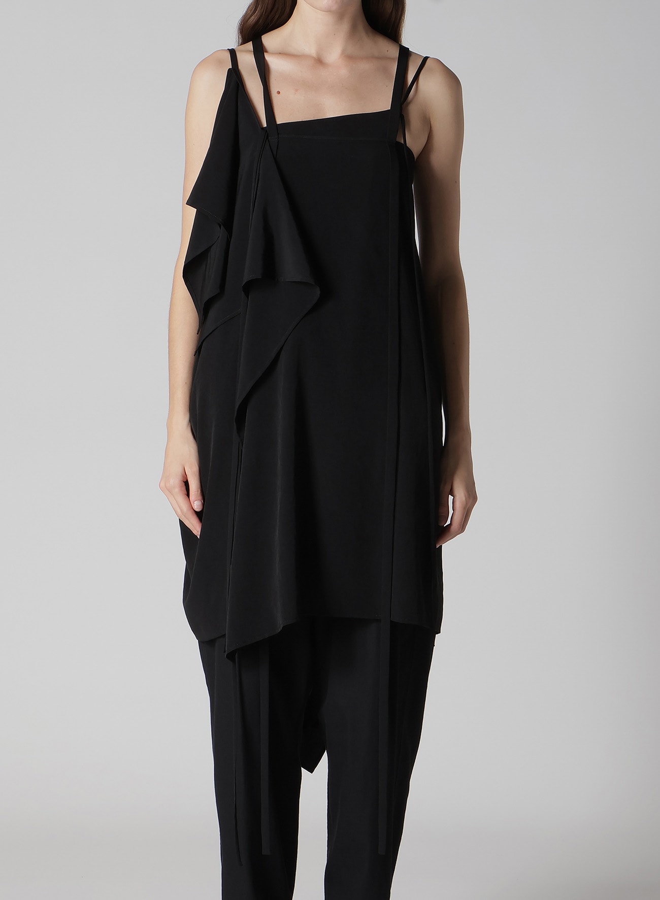 TA/PE CREPE DE CHINE R DRAPED STRING DRESS