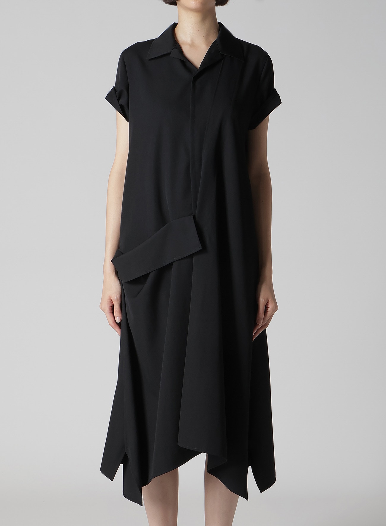 GABARDINE R DRAPED SHIRT DRESS