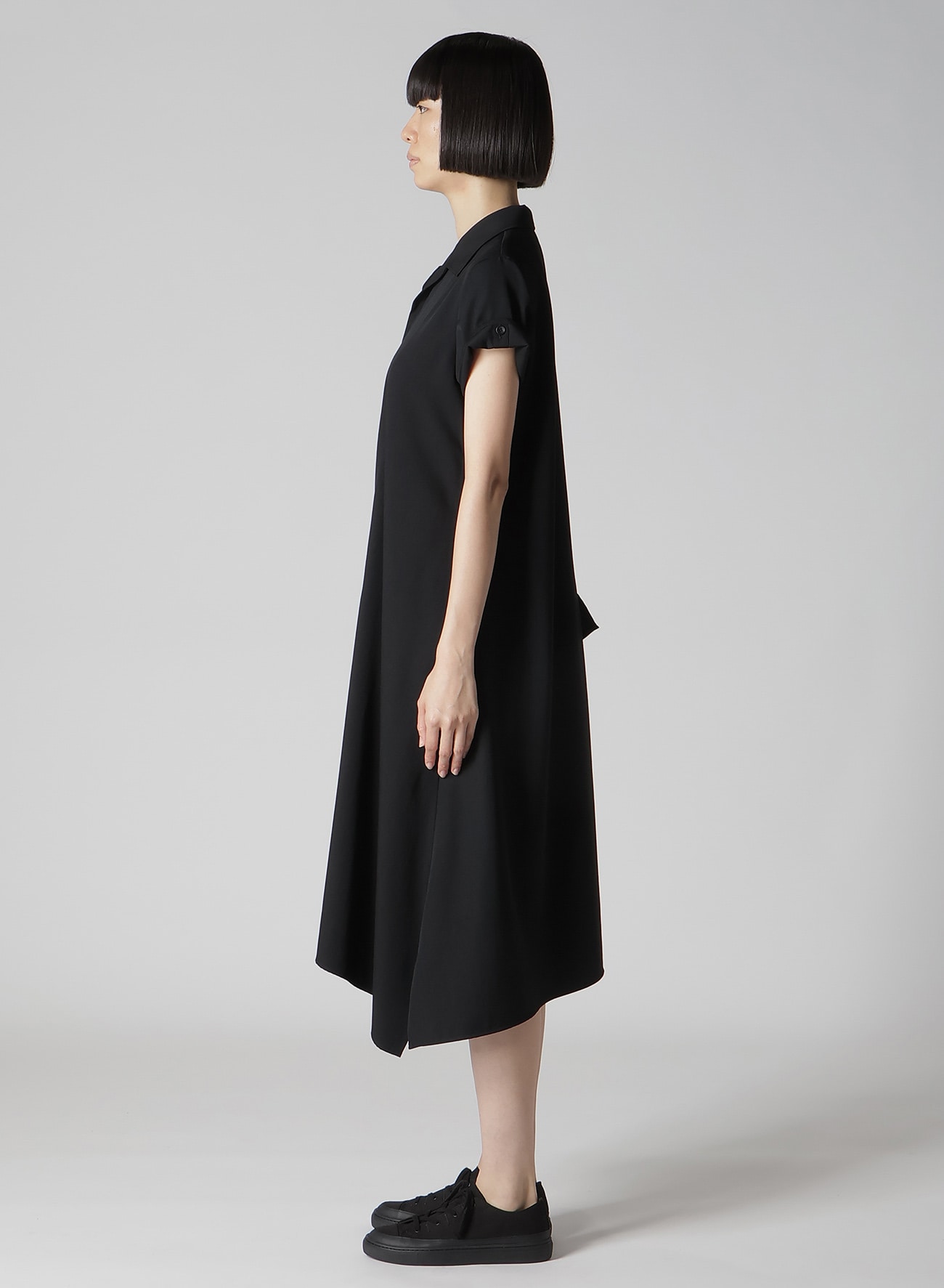 GABARDINE R DRAPED SHIRT DRESS