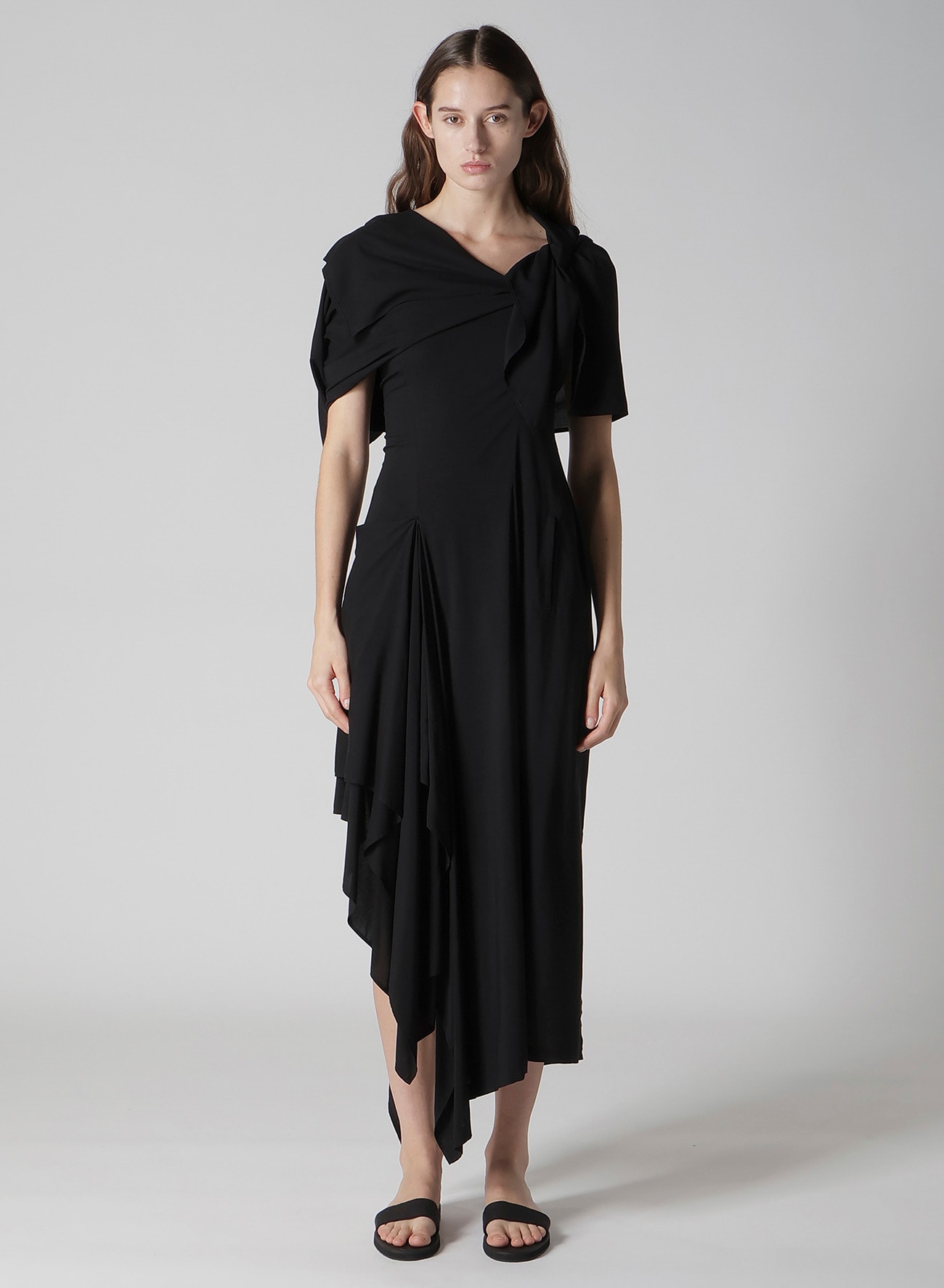 Ry LAWN BACK LACE UP DRAPED DRESS