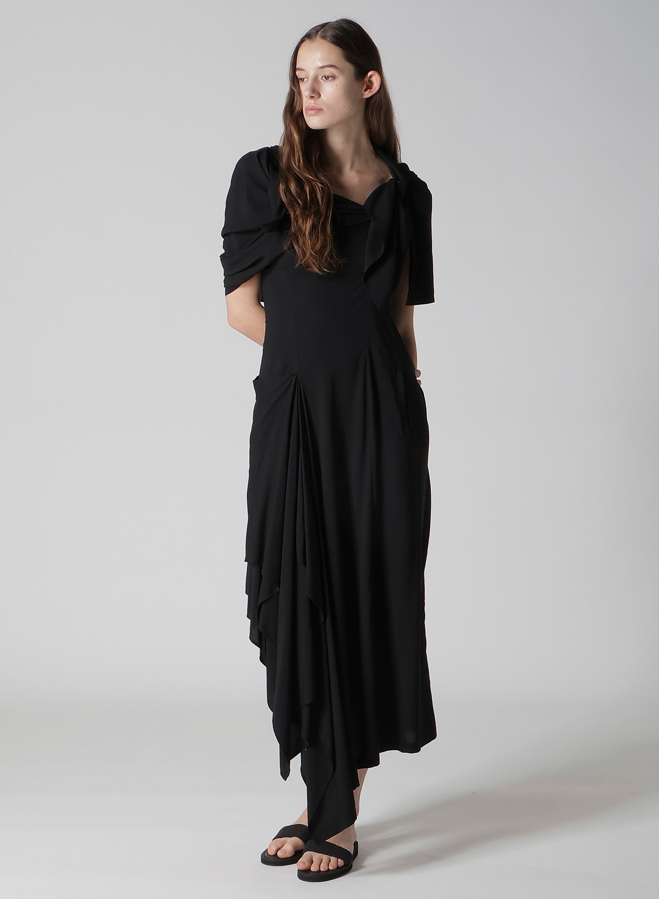 Ry LAWN BACK LACE UP DRAPED DRESS