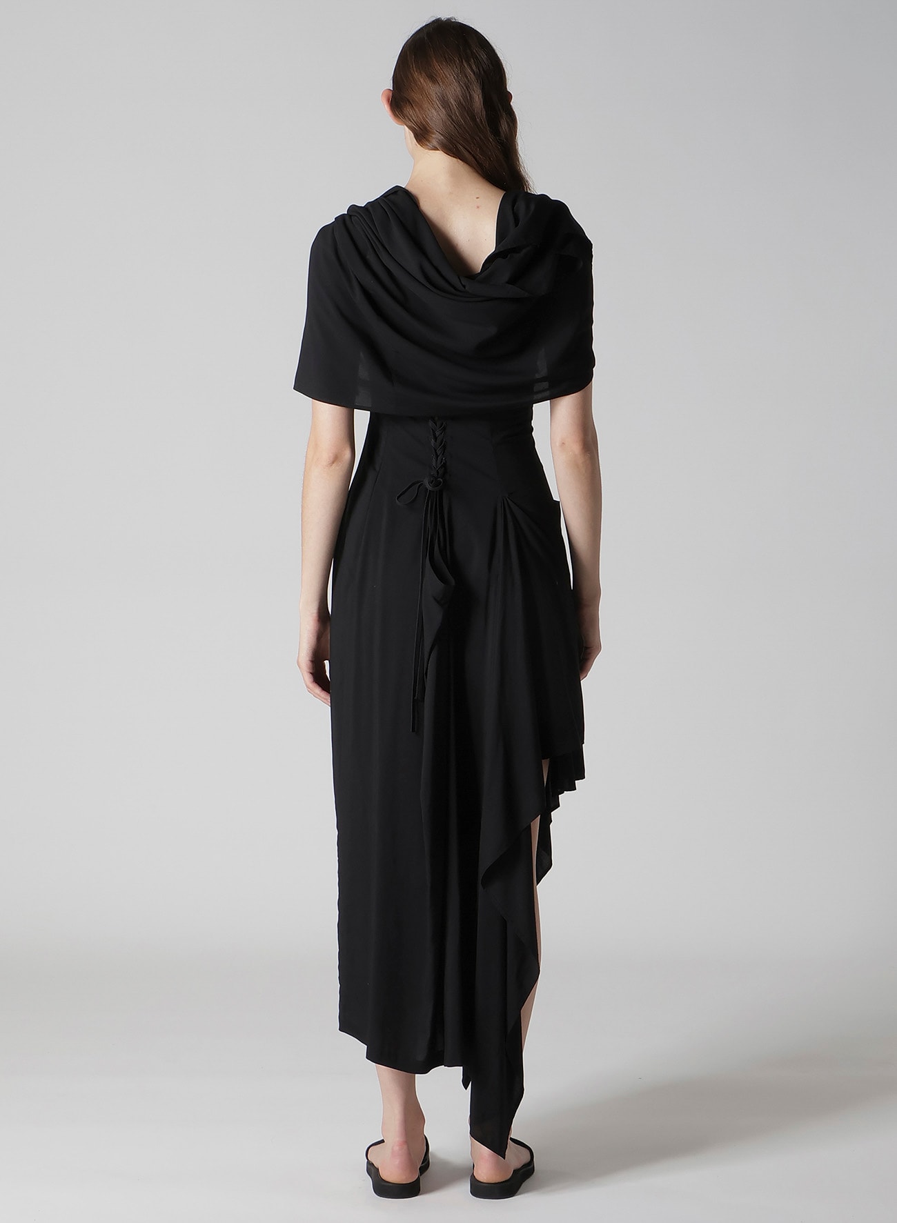 Ry LAWN BACK LACE UP DRAPED DRESS