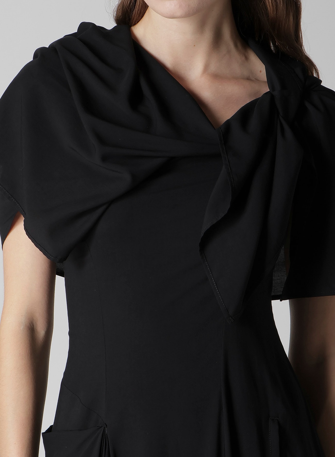 Ry LAWN BACK LACE UP DRAPED DRESS