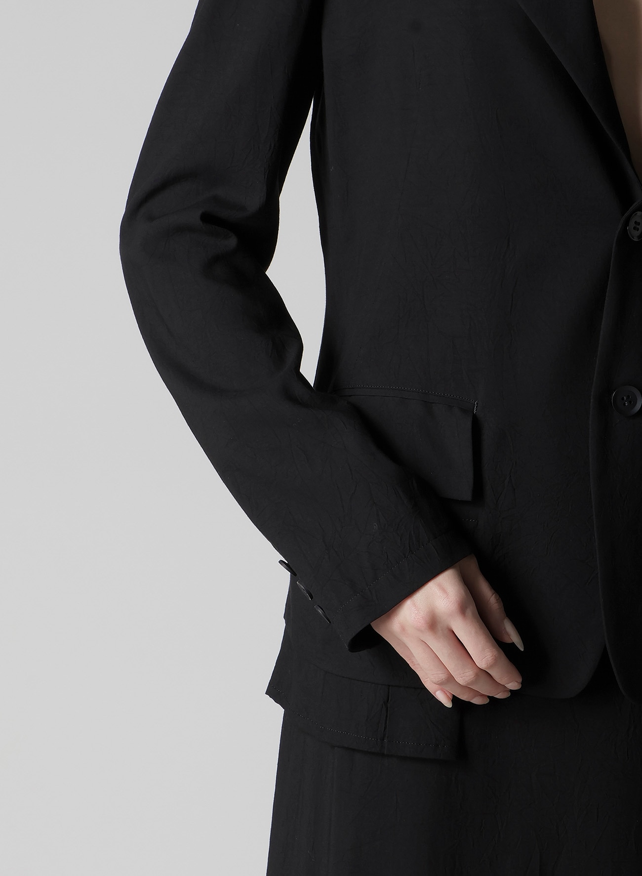 Ry WRINKLED LAWN PLEATS DETAIL JACKET