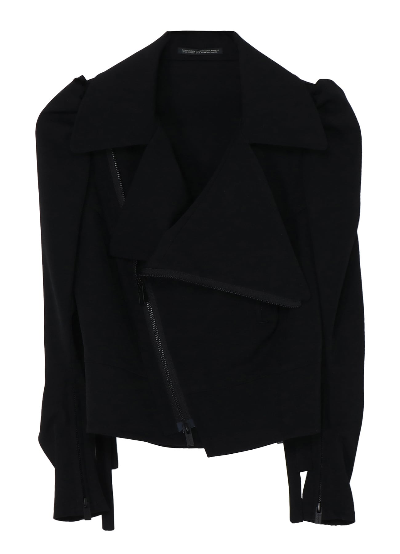 GABARDINE BIG LAPEL BIKER JACKET