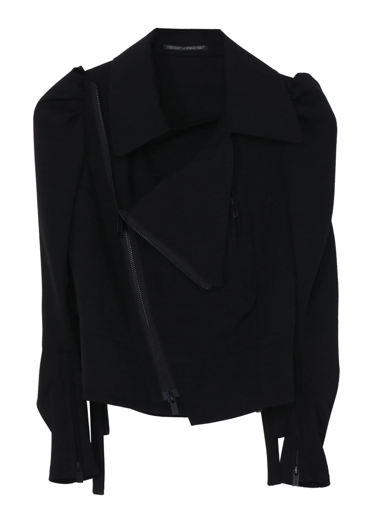 GABARDINE BIG LAPEL BIKER JACKET