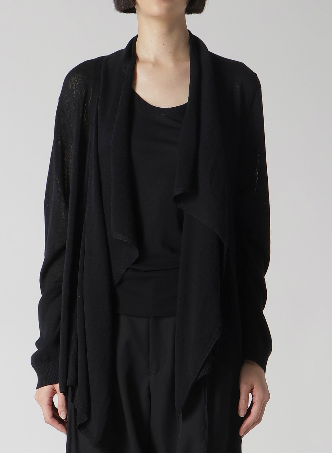 PLAIN STITCH GATHER DETAIL CARDIGAN