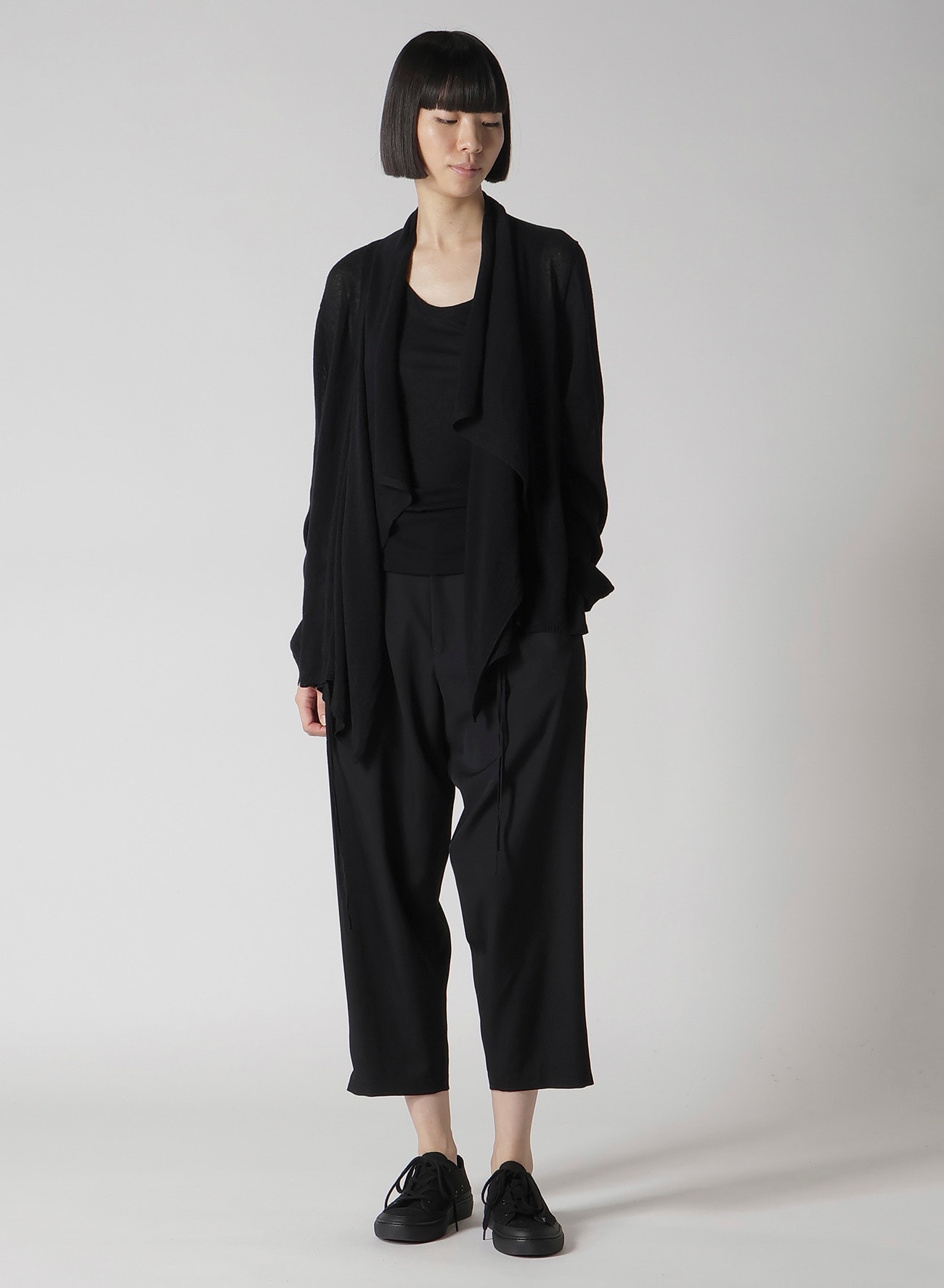 PLAIN STITCH GATHER DETAIL CARDIGAN