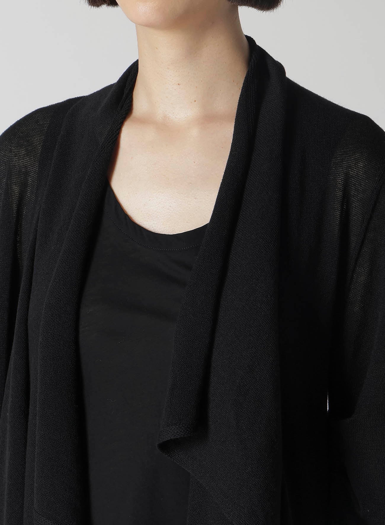 PLAIN STITCH GATHER DETAIL CARDIGAN