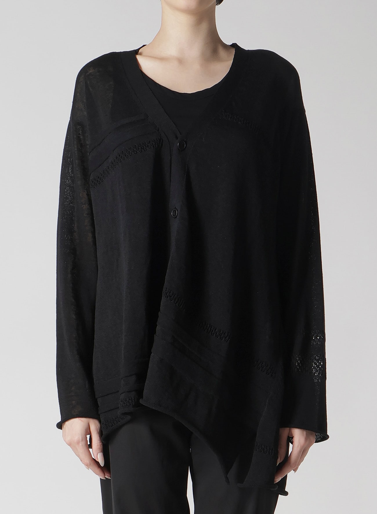 12G 2P STRIPE PANELED CARDIGAN