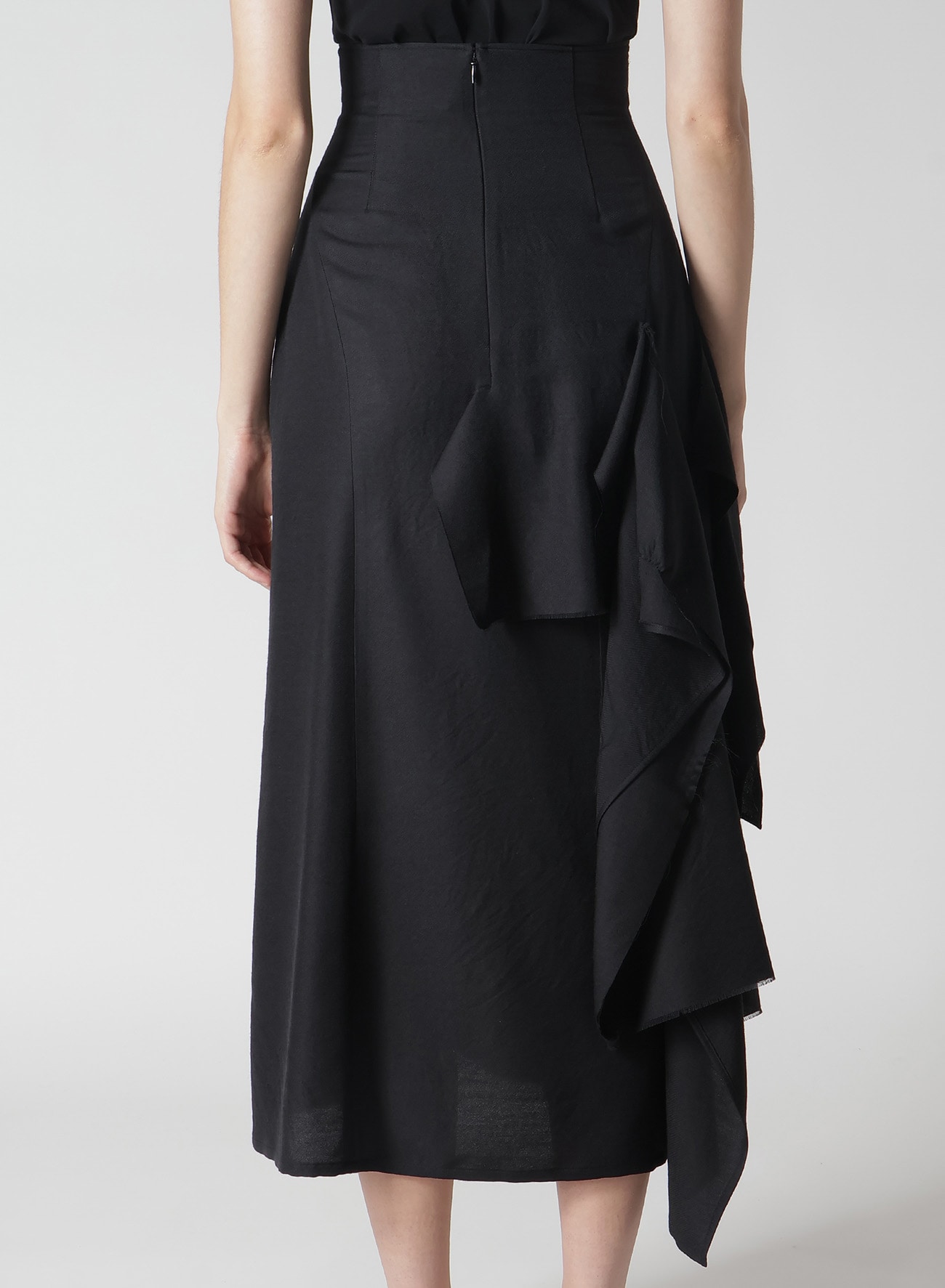 S/W TWILL R DRAPED HIGH WAIST SKT