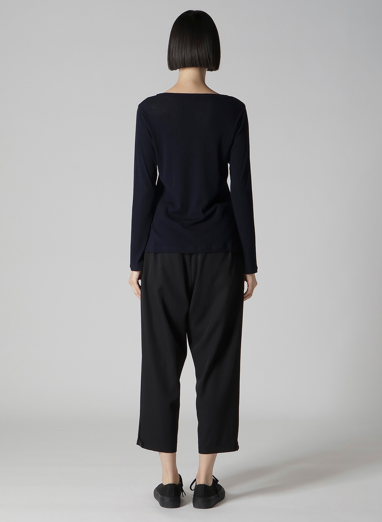 HIGH TWISTED RIB ROUND NECK LONG SLV T