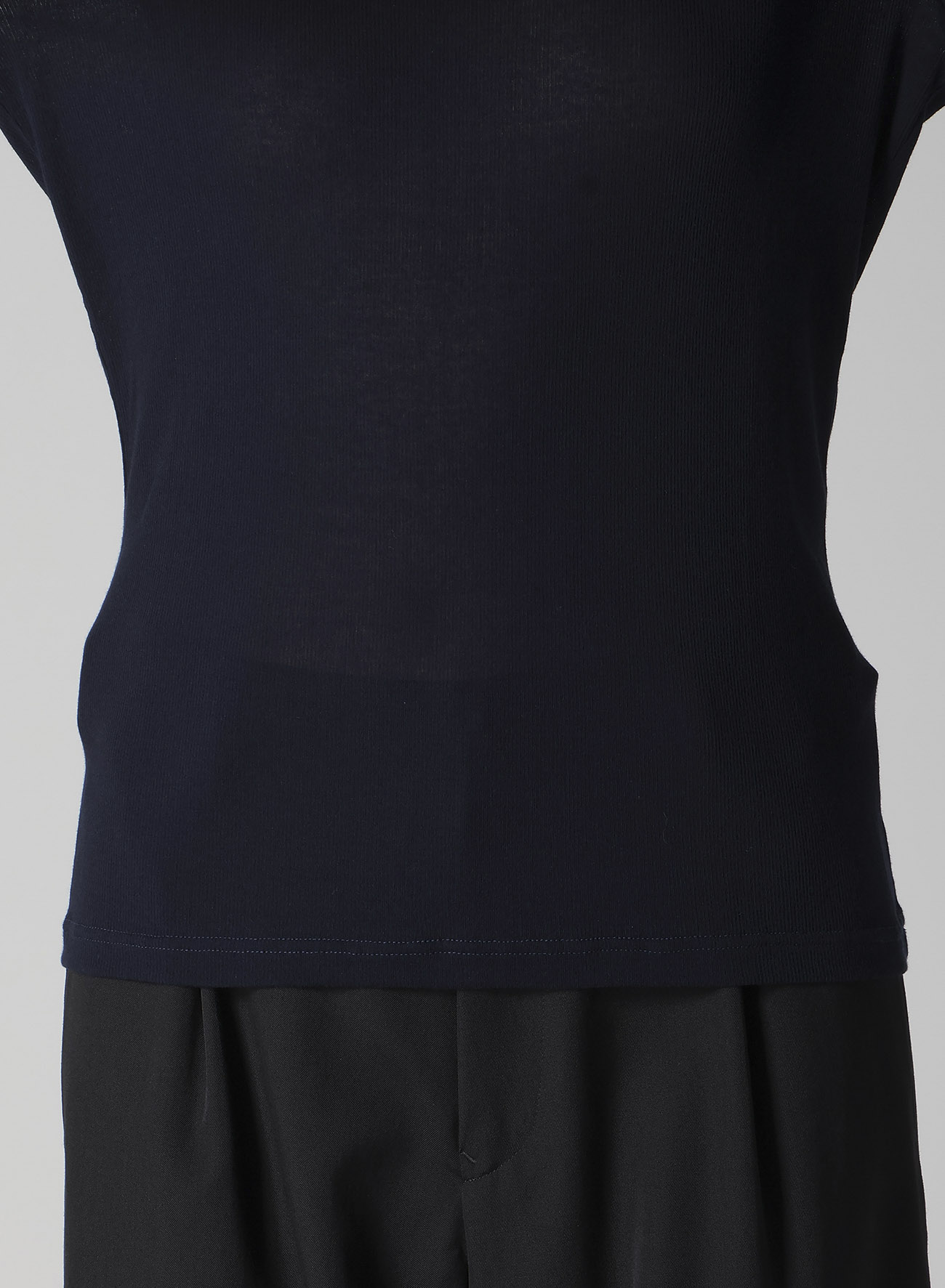 HIGH TWISTED RIB ROUND NECK LONG SLV T