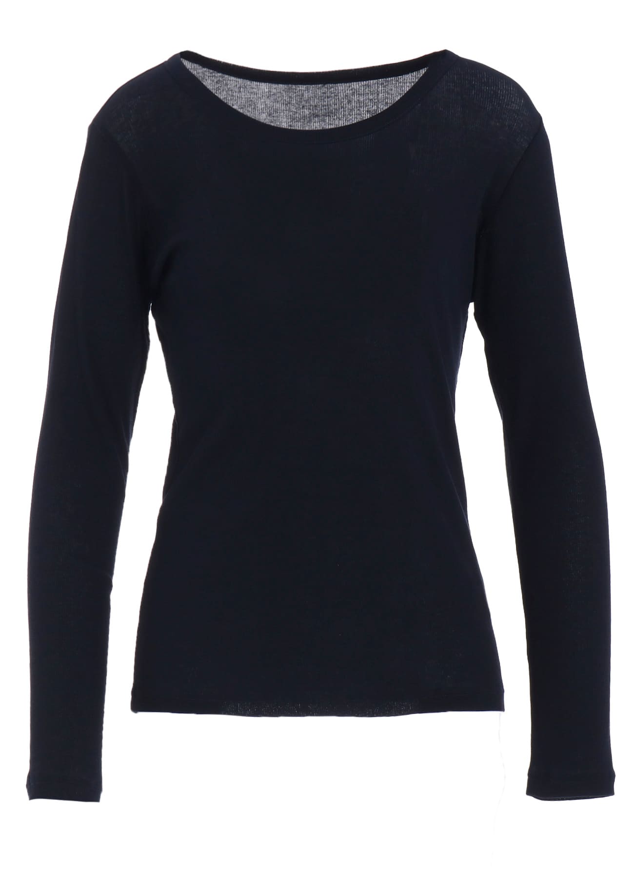 HIGH TWISTED RIB ROUND NECK LONG SLV T