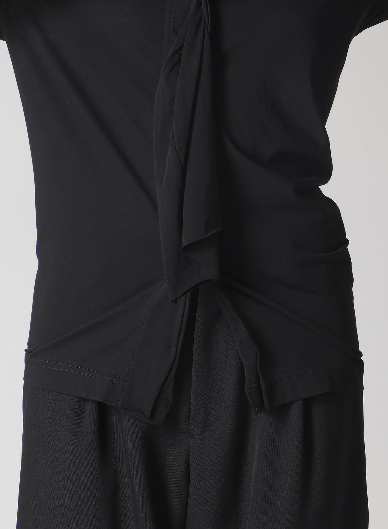 HIGH GAUGE AIRY JERSEY DRAPE DETAIL LONG SLV CD