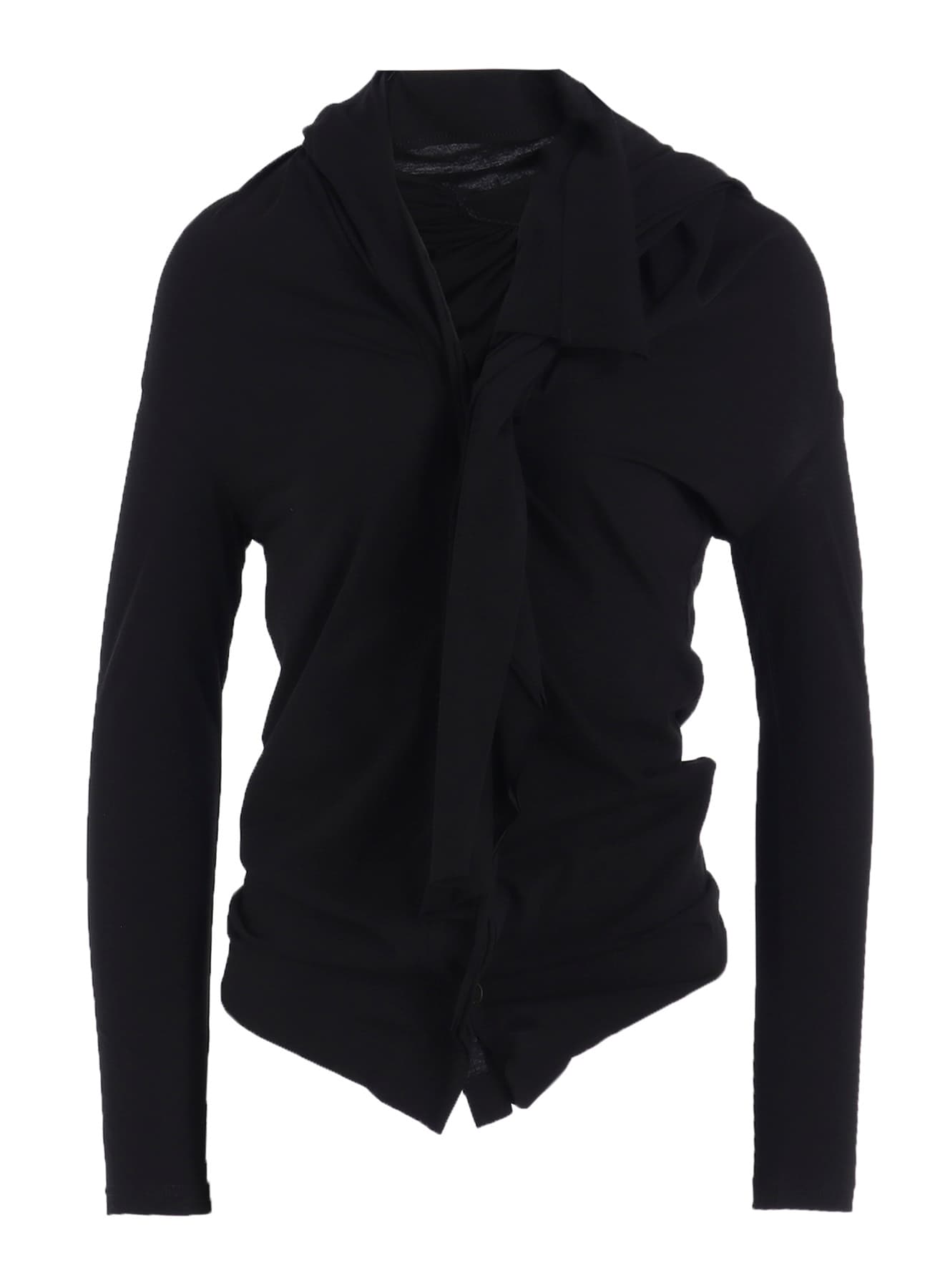 HIGH GAUGE AIRY JERSEY DRAPE DETAIL LONG SLV CD
