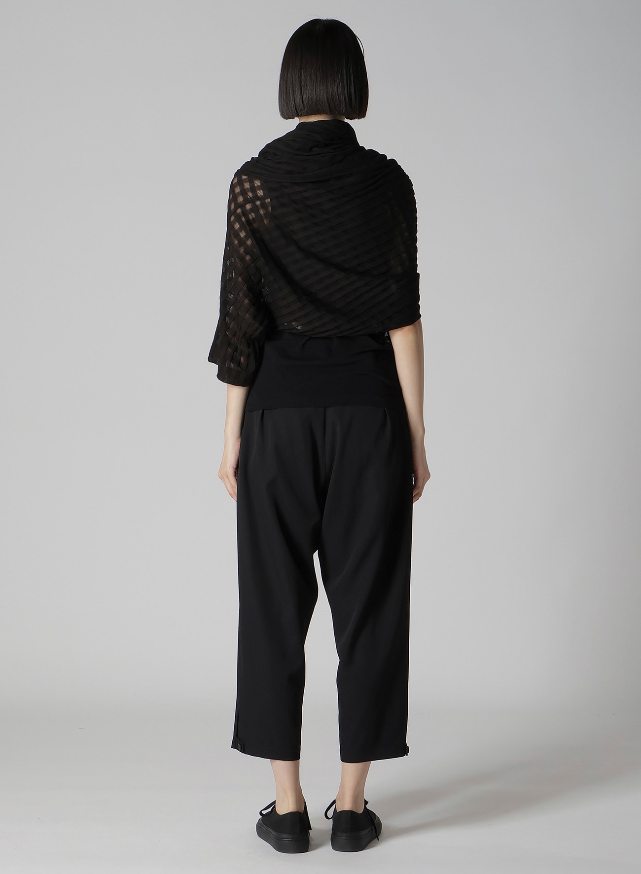 SHEER PLAID JACQUARD STOLE-LIKE CARDIGAN