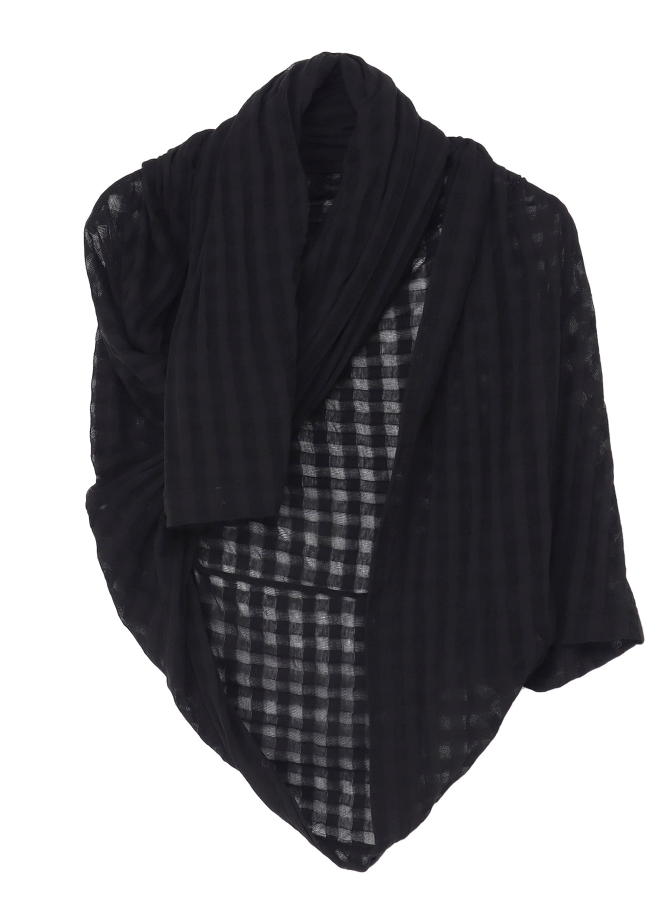 SHEER PLAID JACQUARD STOLE-LIKE CARDIGAN