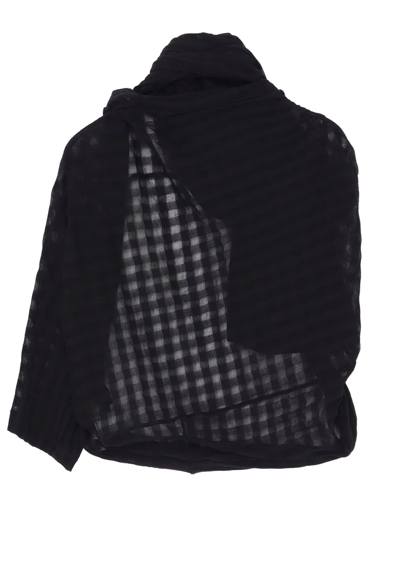 SHEER PLAID JACQUARD STOLE-LIKE CARDIGAN