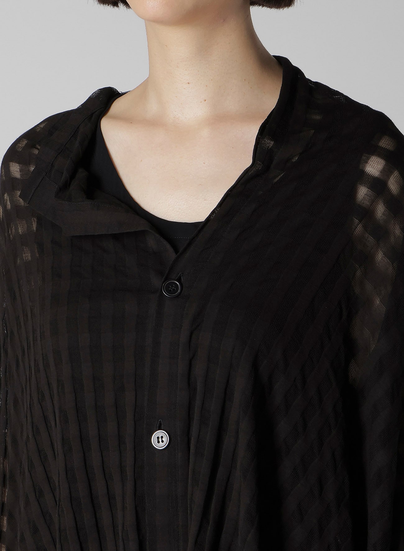 SHEER PLAID JACQUARD FLARE CARDIGAN