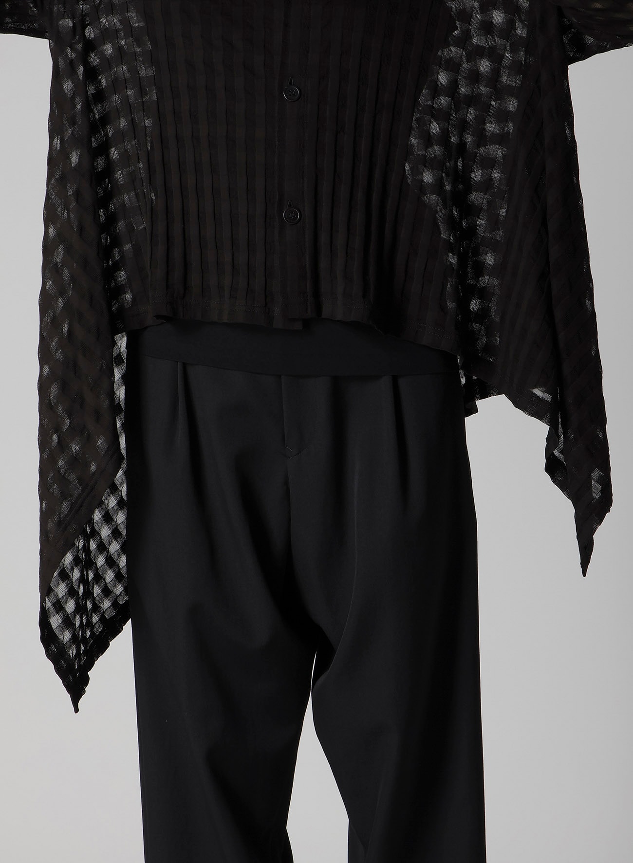SHEER PLAID JACQUARD FLARE CARDIGAN