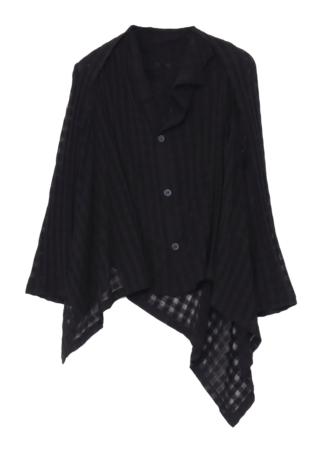 SHEER PLAID JACQUARD LAYERED FLARE CARDIGAN