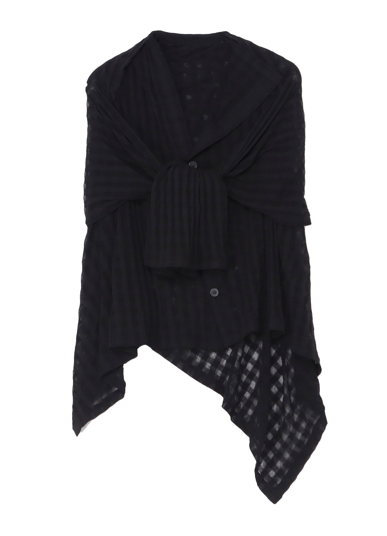 SHEER PLAID JACQUARD LAYERED FLARE CARDIGAN