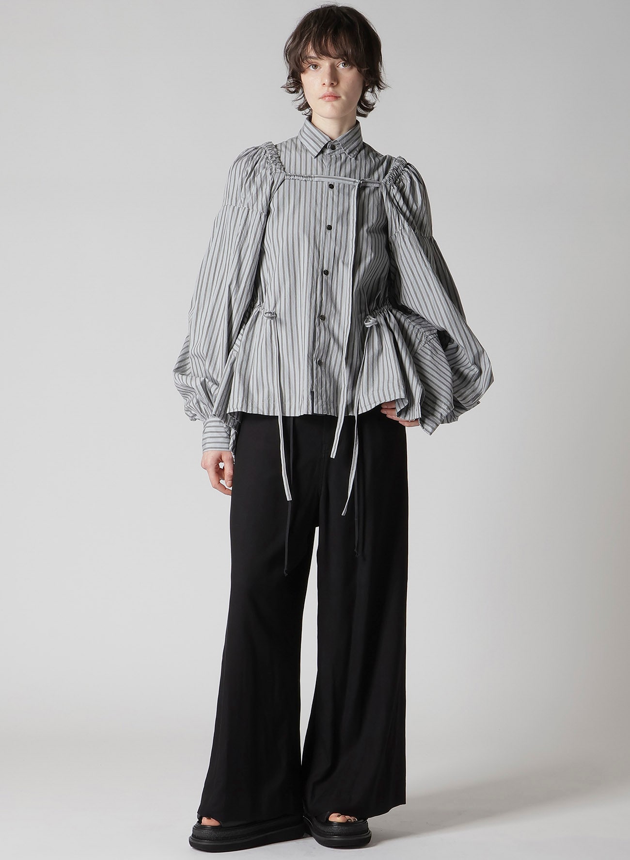 COTTON STRIPE COMBINATION BLOUSE