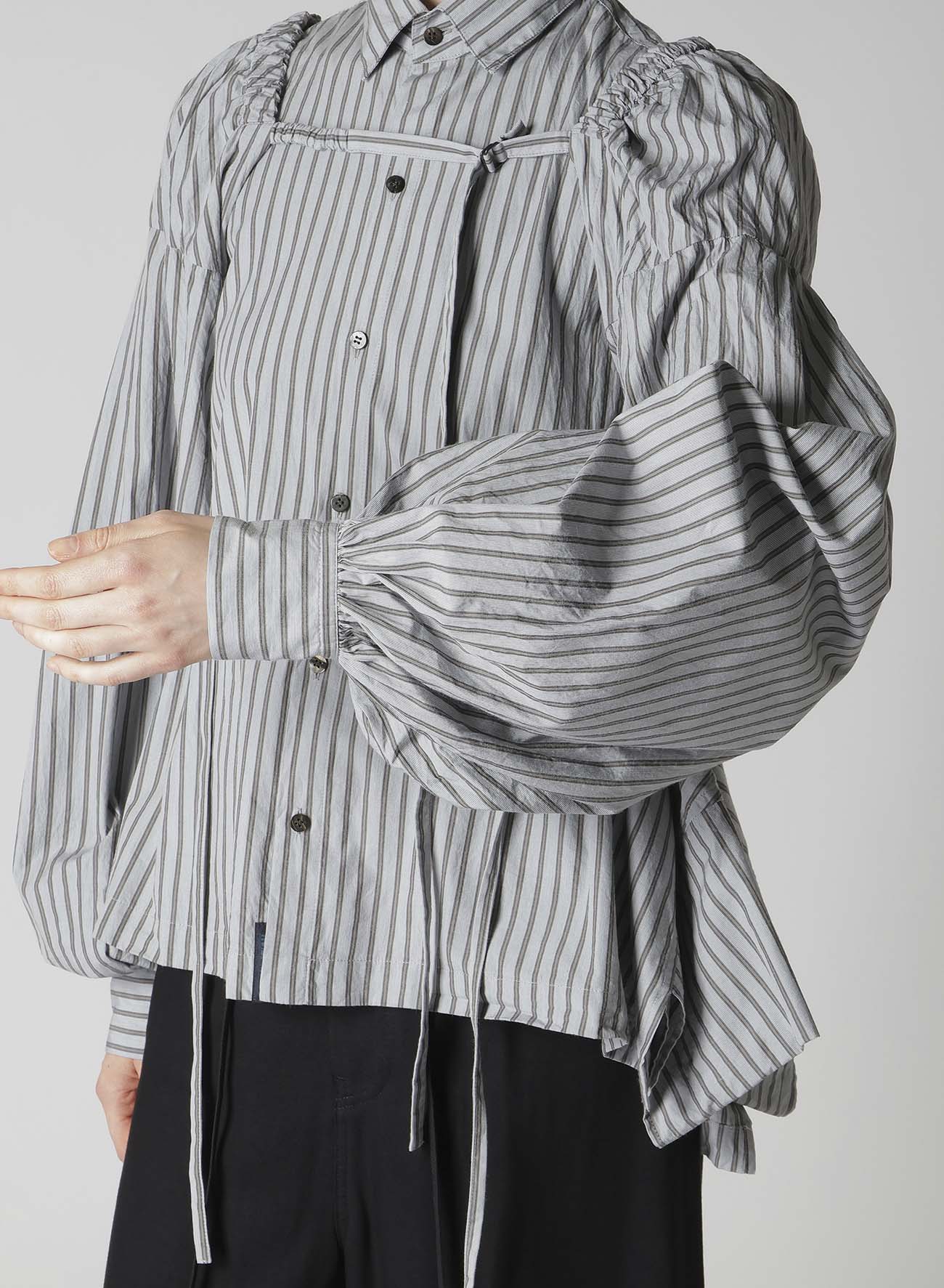 COTTON STRIPE COMBINATION BLOUSE