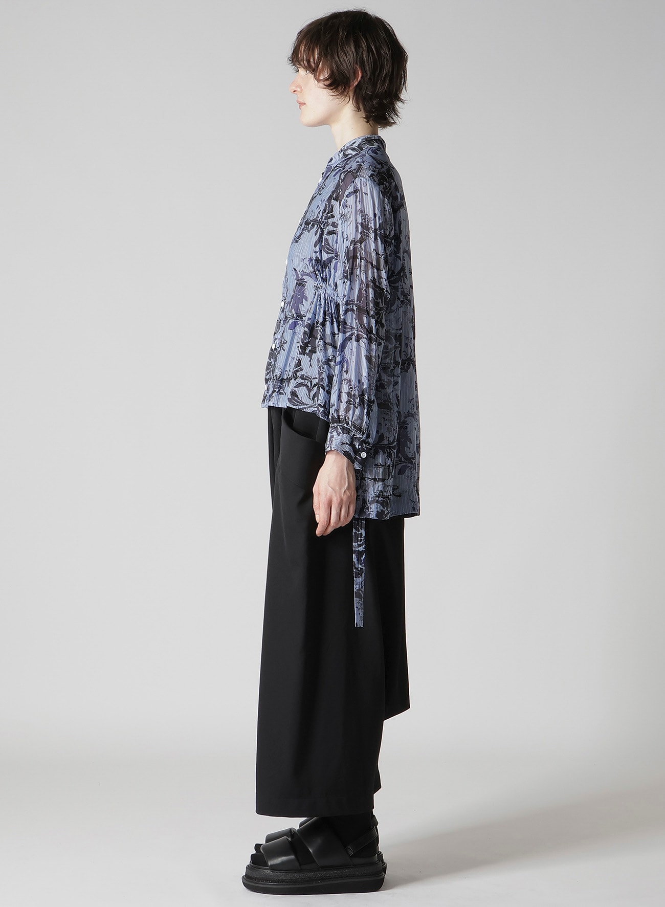 Cu PLAID PT STRIPE WAIST GATHER-B