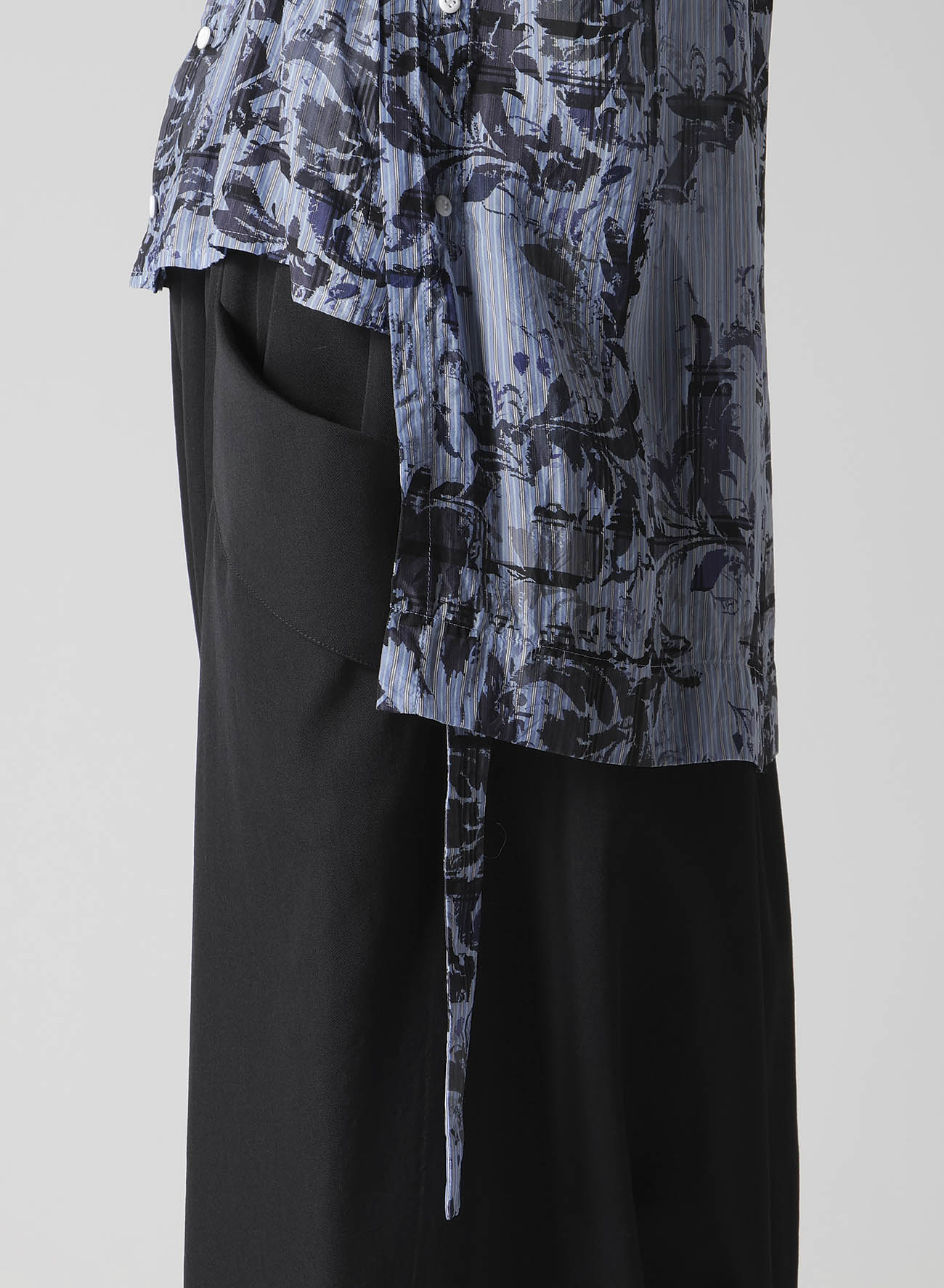 Cu PLAID PT STRIPE WAIST GATHER-B