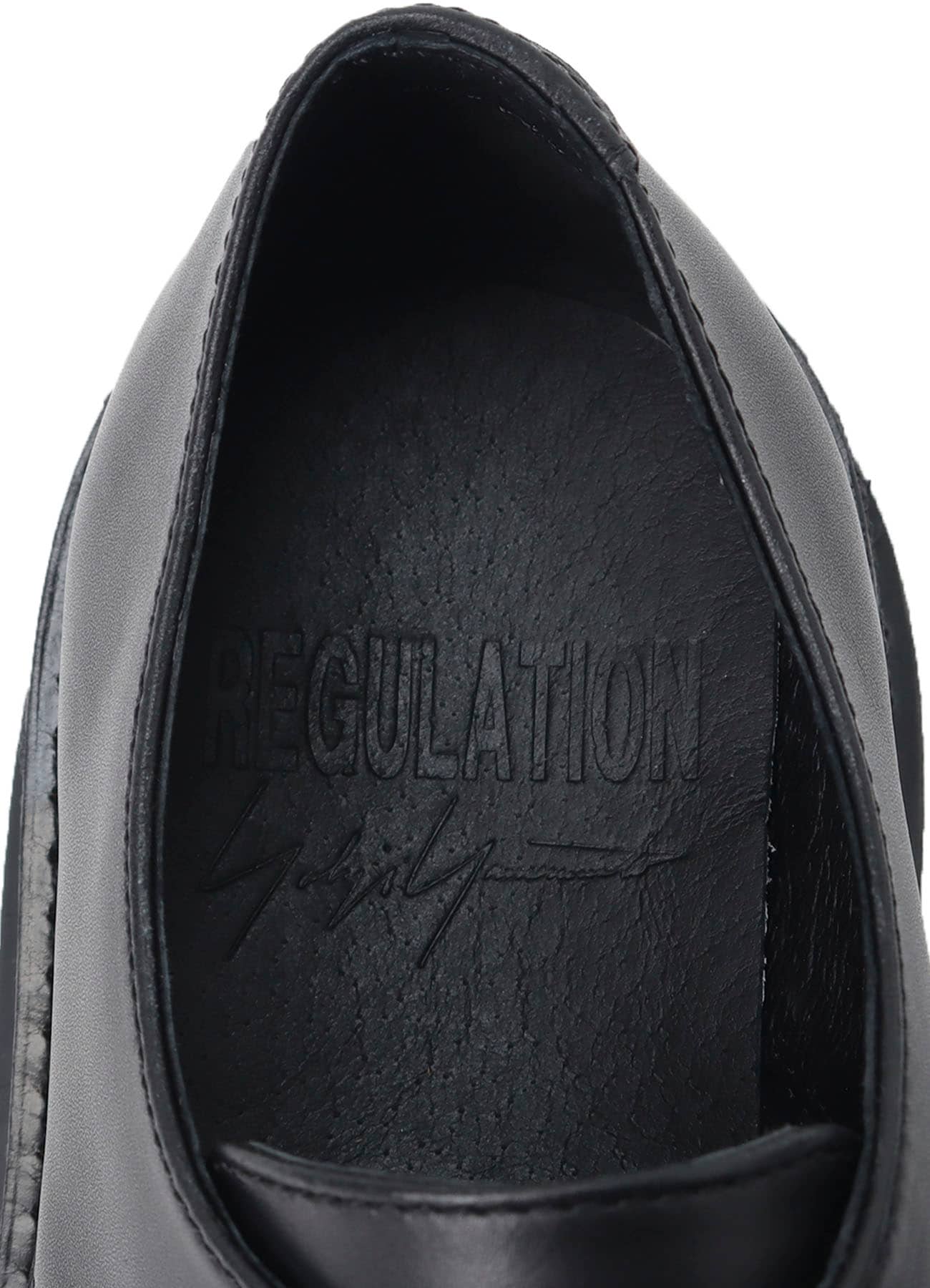 SMOOTH LEATHER BLK FLATFORM PLAIN TOE SHOES