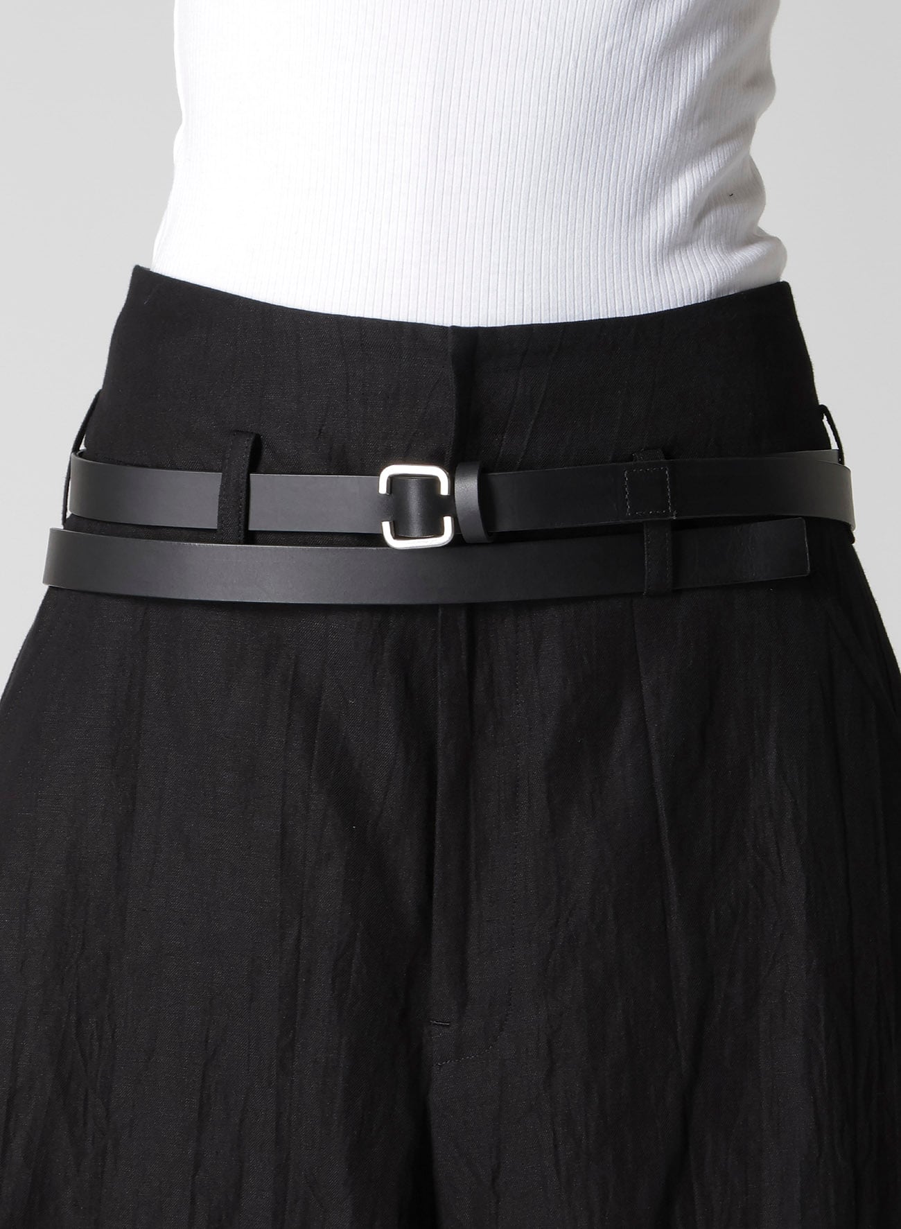 MATT SOFT OIL LEATHER LONG LENGTH BELT