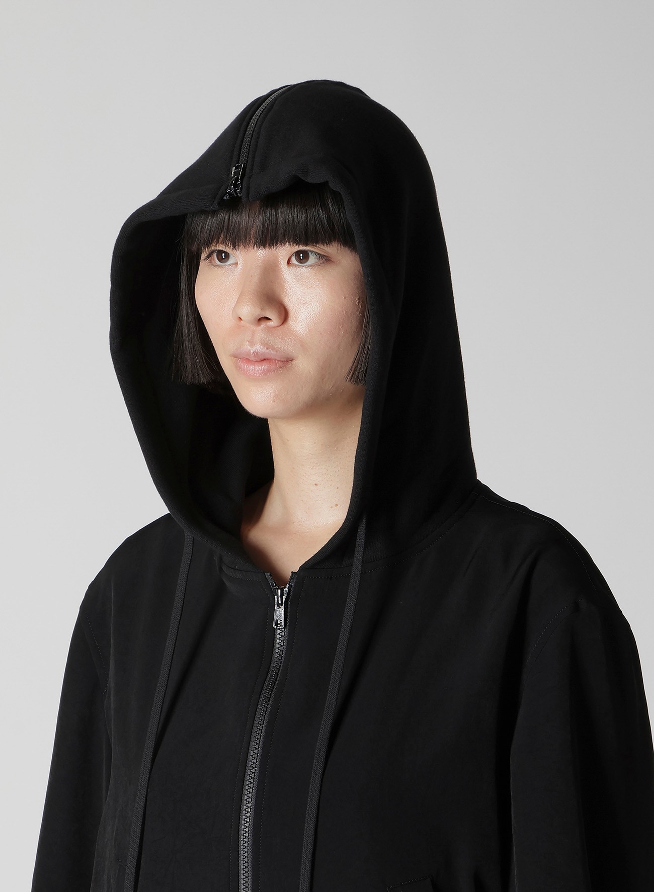 TA/PE CREPE DE CHINE HOODED BOMBER JKT