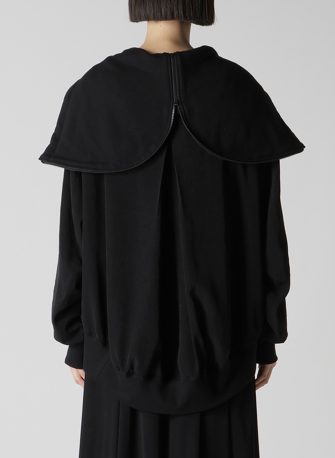TA/PE CREPE DE CHINE HOODED BOMBER JKT