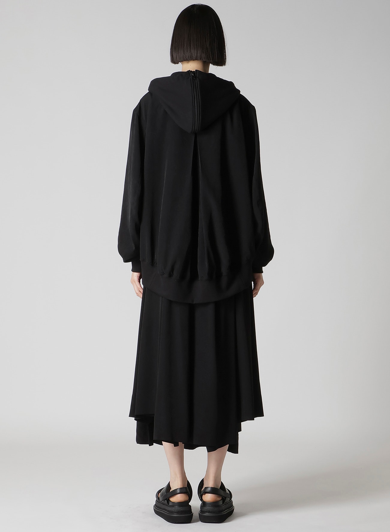 TA/PE CREPE DE CHINE HOODED BOMBER JKT