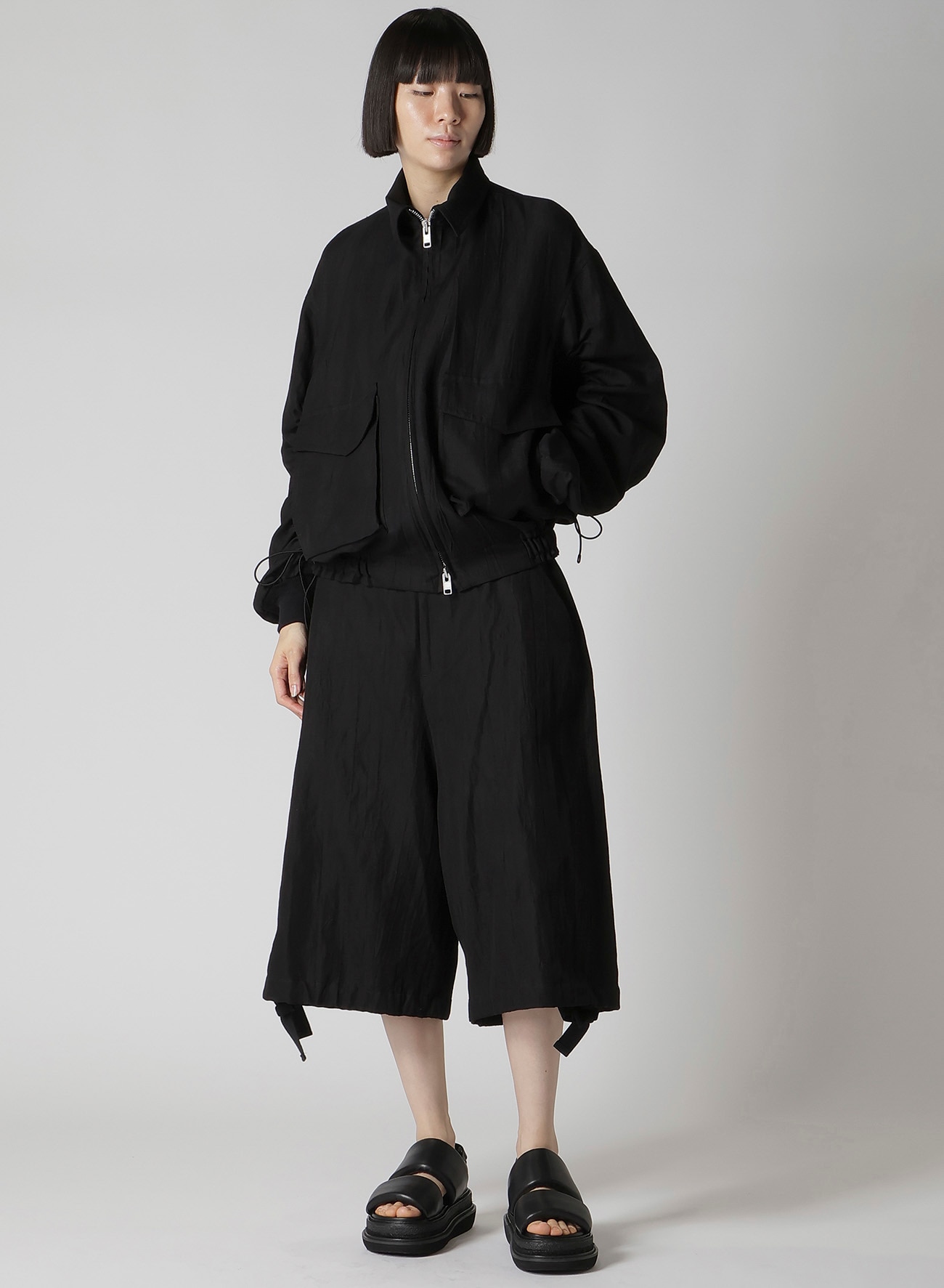 MIXED WEAVE TWILL BERMUDA PANTS