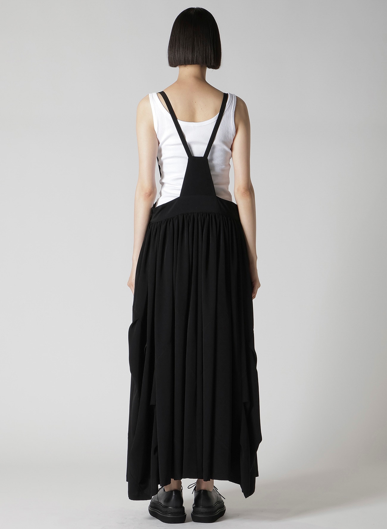TA/PE CREPE DE CHINE FRONT BUTTON SUSPENDER SKIRT