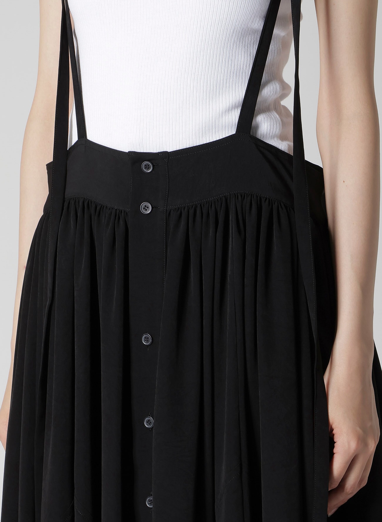 TA/PE CREPE DE CHINE FRONT BUTTON SUSPENDER SKIRT